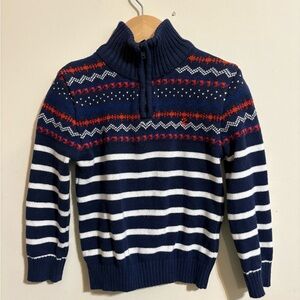 IZOD sweater high neck boys' XS (4/5) quarter-zip sweater blue red white pattern